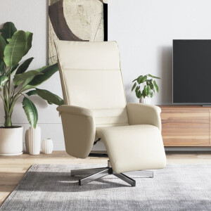 vidaXL Fauteuil verstelbaar met voetensteun kunstleer crèmekleurig