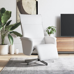 vidaXL Fauteuil verstelbaar met voetensteun kunstleer wit
