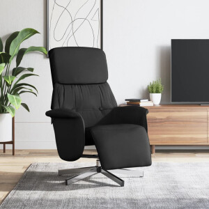vidaXL Fauteuil verstelbaar met voetensteun stof zwart