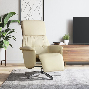 vidaXL Fauteuil verstelbaar met voetensteun stof crèmekleurig