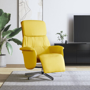 vidaXL Fauteuil verstelbaar met voetensteun stof lichtgeel