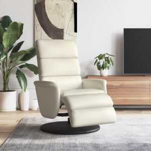 vidaXL Fauteuil verstelbaar met voetensteun kunstleer crèmekleurig