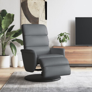 vidaXL Fauteuil verstelbaar met voetensteun kunstleer grijs