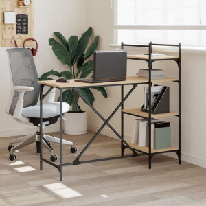 vidaXL Computerbureau met schappen 120x47x109 cm sonoma eikenkleurig