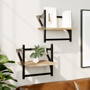 vidaXL Wandschappen met stangen 2 st 30x25x30 cm sonoma eikenkleurig