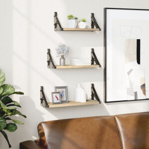 vidaXL 3-delige Wandschappenset bewerkt hout sonoma eikenkleurig