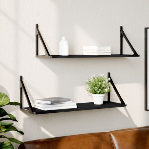 vidaXL Wandschappen 2 st 80x25x25,5 cm bewerkt hout zwart