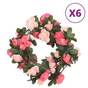 vidaXL Kunstbloemslingers 6 st 240 cm roze