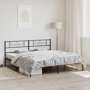 vidaXL Bedframe met hoofdbord metaal zwart 200x200 cm