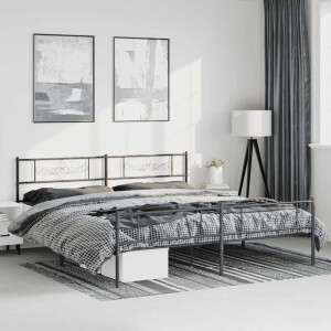 vidaXL Bedframe met hoofd- en voeteneinde metaal zwart 183x213 cm