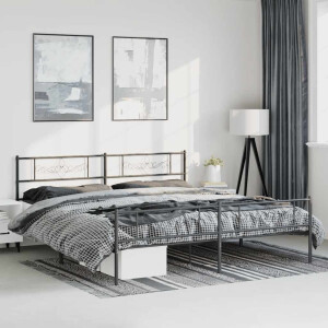 vidaXL Bedframe met hoofd- en voeteneinde metaal zwart 193x203 cm