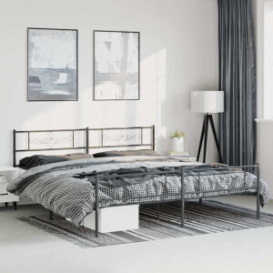 vidaXL Bedframe met hoofd- en voeteneinde metaal zwart 193x203 cm