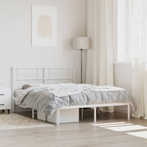 vidaXL Bedframe met hoofdbord metaal wit 140x190 cm