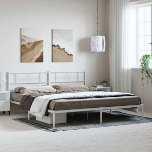 vidaXL Bedframe met hoofdbord metaal wit 183x213 cm