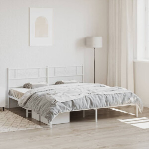 vidaXL Bedframe met hoofdbord metaal wit 200x200 cm