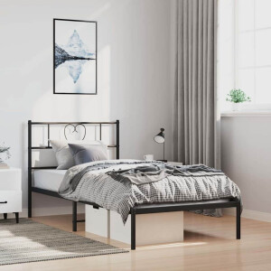 vidaXL Bedframe met hoofdbord metaal zwart 100x200 cm