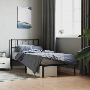 vidaXL Bedframe met hoofdbord metaal zwart 107x203 cm