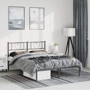 vidaXL Bedframe met hoofdbord metaal zwart 150x200 cm
