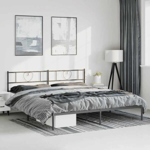 vidaXL Bedframe met hoofdbord metaal zwart 183x213 cm