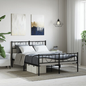 vidaXL Bedframe met hoofd- en voeteneinde metaal zwart 120x200 cm
