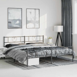 vidaXL Bedframe met hoofd- en voeteneinde metaal zwart 183x213 cm