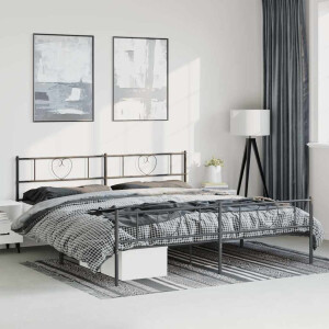 vidaXL Bedframe met hoofd- en voeteneinde metaal zwart 193x203 cm