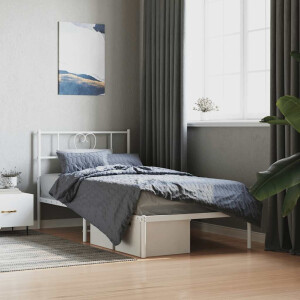 vidaXL Bedframe met hoofdbord metaal wit 107x203 cm