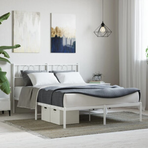 vidaXL Bedframe met hoofdbord metaal wit 140x190 cm