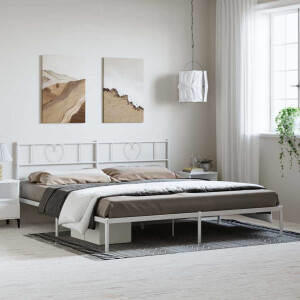 vidaXL Bedframe met hoofdbord metaal wit 193x203 cm