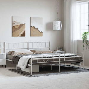 vidaXL Bedframe met hoofd- en voeteneinde metaal wit 183x213 cm