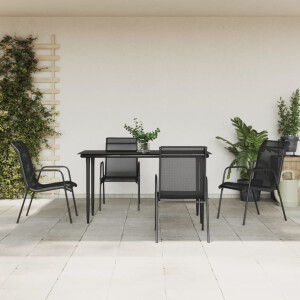 vidaXL 5-delige Tuinset textileen en staal zwart