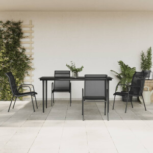 vidaXL 5-delige Tuinset textileen en staal zwart