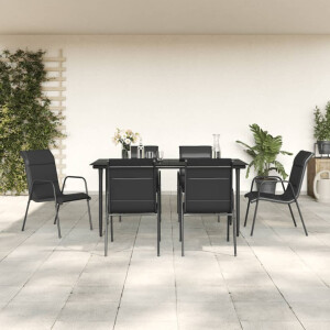 vidaXL 7-delige Tuinset textileen en staal zwart