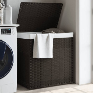 vidaXL Wasmand met 2 vakken 53x35x57 cm poly rattan donkerbruin