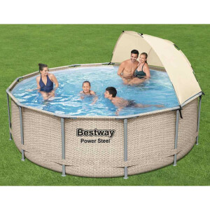 Bestway Power Steel Zwembadset met luifel 396x107 cm