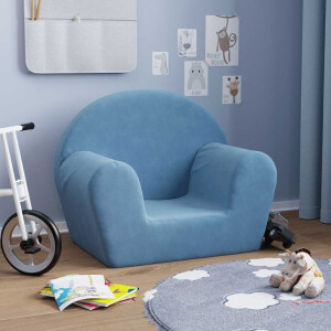 vidaXL Kinderbank zacht pluche blauw