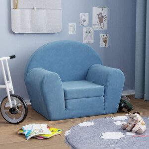 vidaXL Kinderslaapbank zacht pluche blauw