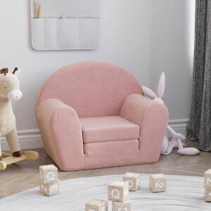vidaXL Kinderslaapbank zacht pluche roze
