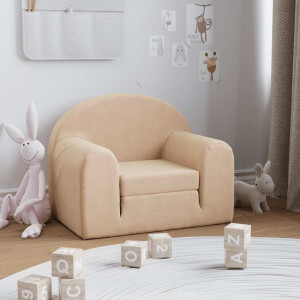 vidaXL Kinderslaapbank zacht pluche crèmekleurig