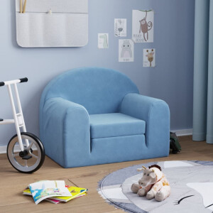 vidaXL Kinderslaapbank zacht pluche blauw