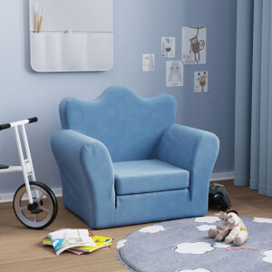 vidaXL Kinderslaapbank zacht pluche blauw