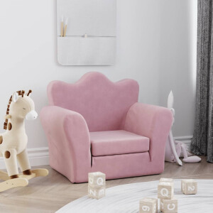 vidaXL Kinderslaapbank zacht pluche roze