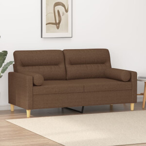 vidaXL Tweezitsbank met sierkussens 140 cm stof bruin