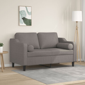 vidaXL Tweezitsbank met sierkussens 120 cm stof taupe