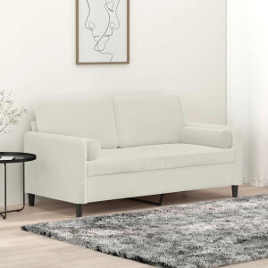 vidaXL Tweezitsbank met sierkussens 140 cm fluweel crèmekleurig