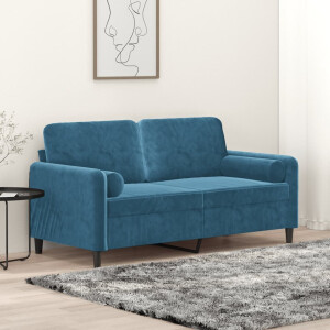 vidaXL Tweezitsbank met sierkussens 140 cm fluweel blauw