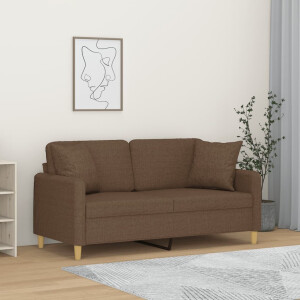 vidaXL Tweezitsbank met sierkussens 140 cm stof bruin