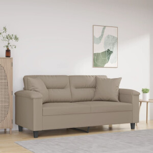 vidaXL Tweezitsbank met kussens 140 cm microvezelstof taupe