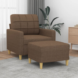 vidaXL Fauteuil met voetenbank 60 cm stof bruin
