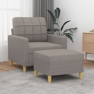 vidaXL Fauteuil met voetenbank 60 cm stof taupe